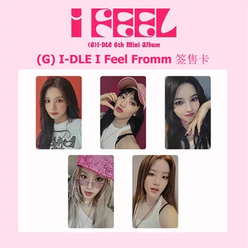 Kpop 5 листов / набор Открыток GIDLE I Feel Album Lomo Miyeon Soojin (G) I-DLE Girls MINNIE SOYEON YUQI С принтом Фотокарточек для девочек в подарок