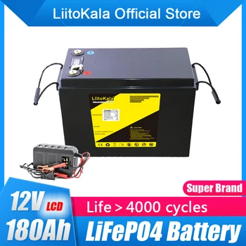 LiitoKala 12V 180AH lifepo4 литиевая батарея 4s 12,8 V 180Ah с дисплеем напряжения для ИБП 1200w inverter boat golf cart