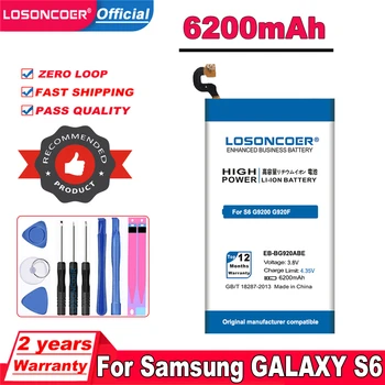 LOSONCOER 6200 мАч EB-BG920ABE Батарея Для Samsung GALAXY S6 G9200 G9208 G9209 SM-G920F G920I G920 G920A G920V G920T G920F