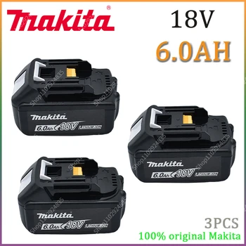 Makita-100% Оригинальная Аккумуляторная Батарея для электроинструмента, сменный светодиодный Литий-ионный аккумулятор, 6,0 Ач 18 В LXT BL1860B BL1860BL1850
