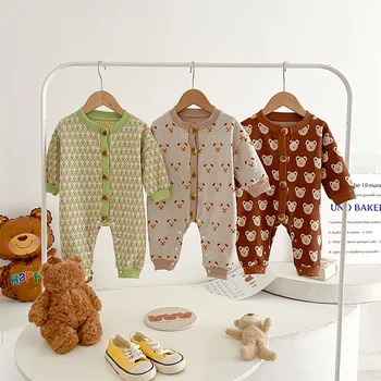 MILANCEL Модная одежда для малышей, ползунки для мальчиков и девочек, комбинезон с мультяшными мишками