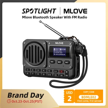 MLOVE BV800 Суперпортативный Bluetooth-динамик с FM-радио, ЖК-дисплеем, Антенной, Входом AUX, USB-диском, TF-картой, MP3-плеером