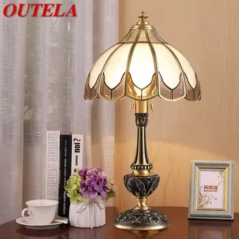 OUTELA Современная латунная настольная лампа LED, Американская роскошь, креативные настольные торшеры из медного стекла для дома, гостиной, спальни