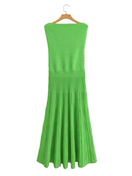 PB & ZA Женское Новое модное зеленое платье без бретелек Винтажное платье без рукавов с открытой спиной Облегающее Повседневное Шикарное Женское платье Vestidos Mujer