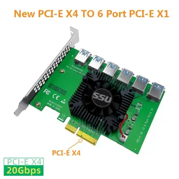 PCI Express X4 20 ГБ От 1 до 6 Riser Card Адаптер PCI-E К PCI-E Слот PCIE От 4X До 16X USB 3.0 Riser Extender Для Майнинга Биткоинов