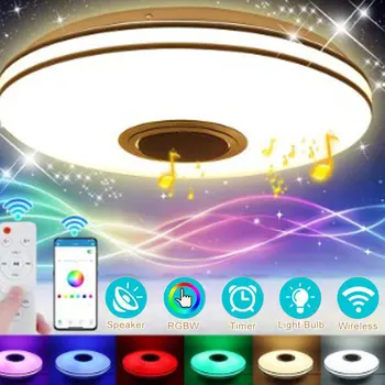 RGB Светодиодный потолочный светильник с регулируемой яркостью, совместимый с Bluetooth Музыкальный потолочный светильник 2800K-6500K для украшения дома, светильник для спальни, гостиной
