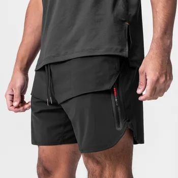 (S-2XL) Подвесное полотенце, быстросохнущие спортивные шорты с карманом на молнии для тренажерного зала, Кроссфит, бег, фитнес, Баскетбол, теннис, тренировки