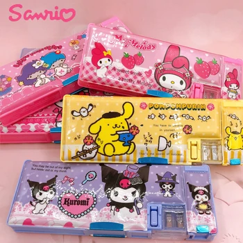 Sanrio Melody Kuromi Hello Kitty Cinnamoroll Pochacco Двусторонний Пенал Канцелярская Коробка Для Студентов Пенал Оптом