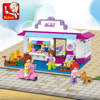 Sluban Building Block Toys Girls Dream Pink B0528 Beverage Cabin, 226 шт. кирпичей, совместимых с конструкторами ведущих брендов