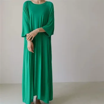 SuperAen/ Летняя новая хлопковая Корейская свободная футболка, модное платье, Женское модное платье Макси Оверсайз