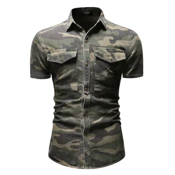 TPJB Новая летняя мужская рубашка в военном камуфляже, куртки с короткими рукавами, Уличная одежда, Рубашки карго со свободными карманами, Мужские
