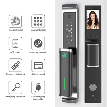 TTlock Smart Lock Электронный Дверной Замок с Отпечатками Пальцев, Интеллектуальный Цифровой Биометрический Код с Глазком Камеры, Полностью Автоматический Замок