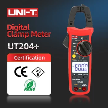 UNI-T UT204 + Цифровой Клещевой измеритель напряжения переменного постоянного тока, мультиметр True RMS 400-600A, Вольтметр с автоматическим диапазоном, Тест сопротивления