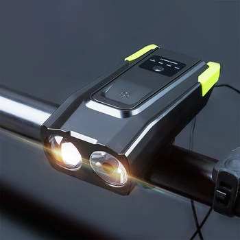 USB Лампа переднего света велосипеда 4000 мАч Светодиодный Велосипедный фонарь спереди 120 дБ Звуковой сигнал, Спидометр велосипеда, Светодиодные Передние Фонари, Аксессуары для велосипедов