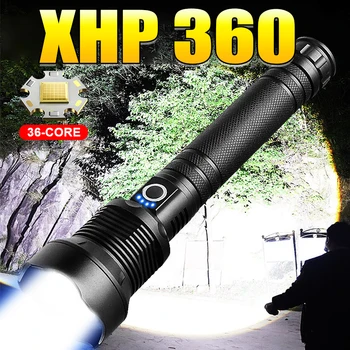 XHP360 светодиодный фонарик 26650 Перезаряжаемый фонарик Мощная светодиодная вспышка Ультра Мощный тактический ручной фонарь Zoom Охотничий фонарь