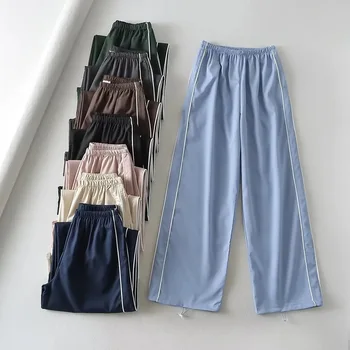 XUAN PhD/ Летние Лоскутные Женские джоггеры в полоску по бокам с манжетами на завязках, брюки-капри, однотонные штаны с завязками для девочек