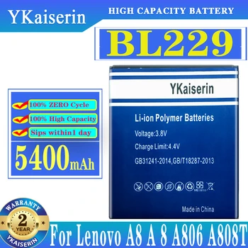 YKaiserin Новый 5400 мАч BL 229 BL229 Аккумулятор Для Lenovo A8 A806 A808T Высококачественный Резервный Аккумулятор Мобильного Телефона + Номер Трека