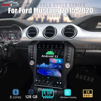 Автомобильное радио AuCar с 14,5-дюймовым экраном Tesla Android 11 GPS-навигационное головное устройство для Ford Mustang 2015-2020 CarPlay DVD-стереоплеер