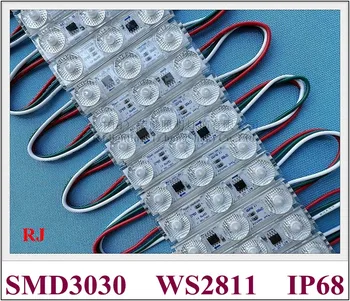 адресуемый Полноцветный Волшебный светодиодный Световой Модуль для вывески рекламы WS 2811 с IC WS2811 SMD 3030 DC12V 1.2 W IP68 водонепроницаемый