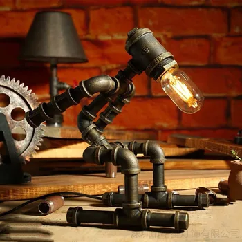 Американская настольная лампа в стиле Лофт, Персонализированная Креативная Железная труба, защита для глаз, кофейня в индустриальном стиле, спальня, настольная лампа StudyRobot