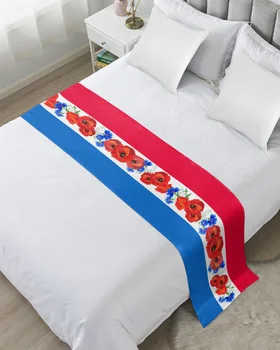 Американский флаг Красный Синий Цветок Мак Василек Покрывало На кровать Бегун Флаг на кровать Шарф Домашний Декор Отеля Постельное Белье Королева Король Покрывало на кровать