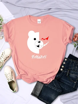 Белый медведь с раздвоением личности, футболки для женщин, модные уличные повседневные топы с коротким рукавом и круглым вырезом, универсальная женская футболка, одежда