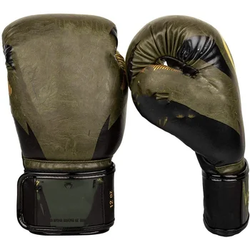 Боксерские перчатки с крючками и петлями - 12 унций - Хаки / Золото