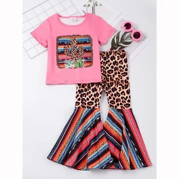 Бутик Западной одежды Roam Wild Leopard Цветочные Радужные Кактусовые Расклешенные брюки для девочек