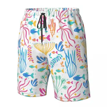 Быстросохнущие летние мужские пляжные шорты, трусы для мужчин, плавки, шорты для плавания, Пляжная одежда, Красочное водное растение