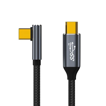 Быстрый USB C-C мощностью 10 Гбит/с, зарядный кабель TypeC мощностью 100 Вт, шнур Type-C под углом 90 градусов для зарядки ноутбуков, планшетов, планшетов