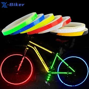 Велосипедные наклейки размером 1 см x 8 м, Светоотражающая лента, Флуоресцентные велосипедные ленты MTB, велосипедные ленты для дорожного велосипеда, шлем, Мотоцикл, Скутер