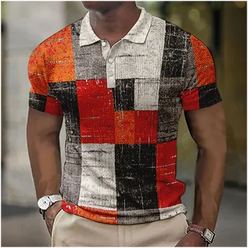 Винтажная мужская рубашка поло, рубашки с 3D принтом, повседневная сетчатая блузка с коротким рукавом, летняя одежда, футболки оверсайз, Дышащая рубашка Поло