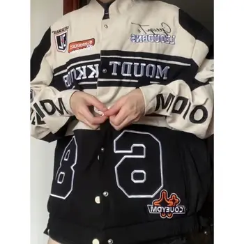 Винтажные пикантные девушки мода Бейсбол съемный гоночный мотоцикл куртка Americanjackets для женщин пальто Харадзюку готический куртка y2k