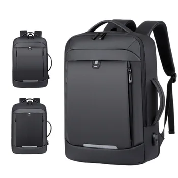 Водонепроницаемый модный рюкзак для путешествий Мужской деловой рюкзак с возможностью расширения Школьная сумка для зарядки через USB Большой емкости 17-дюймовый рюкзак для ноутбука