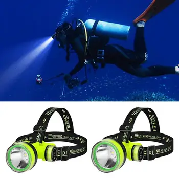 Водонепроницаемый Яркий светодиодный фонарик, подводный фонарик, 2 режима освещения для погружений, перезаряжаемые налобные фонари для плавания, пеших прогулок, кемпинга