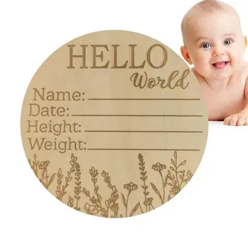 Выгравированный знак статистики рождения, объявление о рождении, Приветственная детская открытка, деревянная открытка 