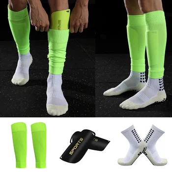 Высокие эластичные штанины взрослого размера 2023 из 1 футбольного комплекта, нескользящие носки, накладки на голени, костюм для профессиональной спортивной защиты