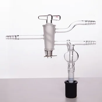 Высоковакуумный дроссельный клапан SYNTHWARE с двойным наклонным отверстием, клапан защиты от инертного газа, с пузырьком, боросиликатное стекло, B241656G