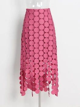 Высококачественная Новая Модная Дизайнерская юбка для подиума 2023, Женская юбка с высокой талией и бахромой неправильной формы