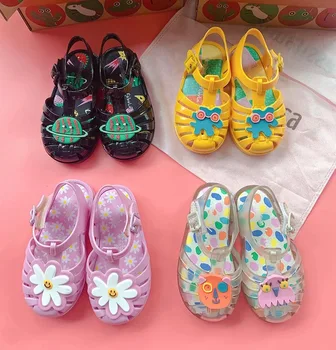 Высококачественные Горячие детские сандалии Roma, распродажа 2024 года, мини-туфли Melissa для девочек и мальчиков, модные пляжные сандалии принцессы