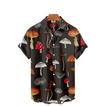 Гавайская мужская рубашка с объемным 3D принтом в цветочек и летним растительным рисунком, дизайнерская одежда для пляжного отдыха в тропическом стиле харадзюку
