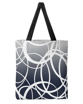 Геометрическое искусство постепенных темно-синих круговых линий, женская сумка-тоут для покупок, женские сумки через плечо, студенческие сумки