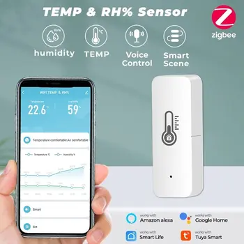 Датчик температуры и влажности Умного дома Нужен Zigbee Gateway Hub Alexa Google Voice Control TY004 Tuya