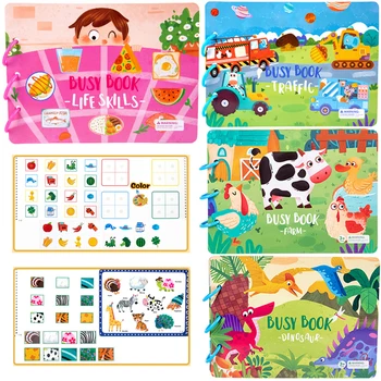 Детская Книжка-Наклейка Montessori Kids Books Тихая Занятая Книга для Детей 2-6 Лет Малышей Раннего Обучения Развивающая Книга Gif