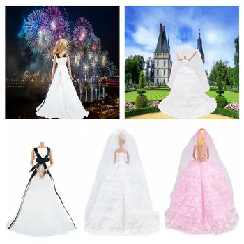 Детские игрушки, куклы, аксессуары, игра в переодевание, Церемониальный халат, 9 слоев юбки для торта, Свадебное платье, одежда для кукол
