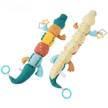Детские Сенсорные стимулирующие плюшевые игрушки крокодильчики ярких цветов, плюшевые сенсорные игрушки для новорожденных, музыкальная игрушка со встроенной погремушкой