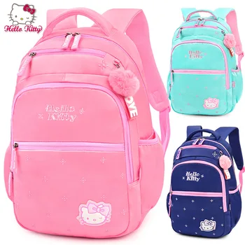 Детский студенческий рюкзак Hello Kitty Sanrio Большой емкости, легкая школьная сумка для девочек с защитой позвоночника