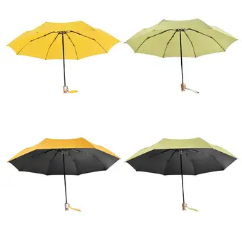 Дорожный зонт от дождя, большой простой однотонный ручной компактный подарок девушке, складной зонт с деревянной ручкой, деловой для мужчин и женщин