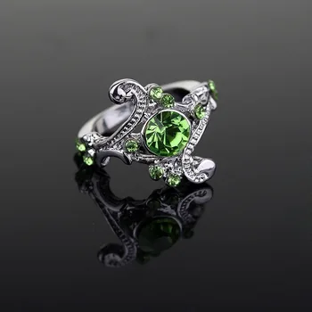 Европейское и американское модное новое винтажное кольцо с геометрическим зеленым кристаллом, роскошное и простое персонализированное женское кольцо