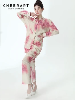 Женские длинные юбки CHEERART с рюшами, юбка миди с высокой талией и разрезом по бокам, Корейские модные Дизайнерские низы